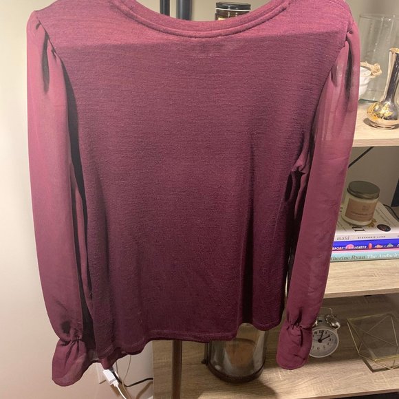 Dynamite Chiffon-Sleeve Crew Neck Top - Picture 2 of 5